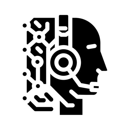 virtual assistant hybrid work glyph icon vector illustrationのイラスト素材