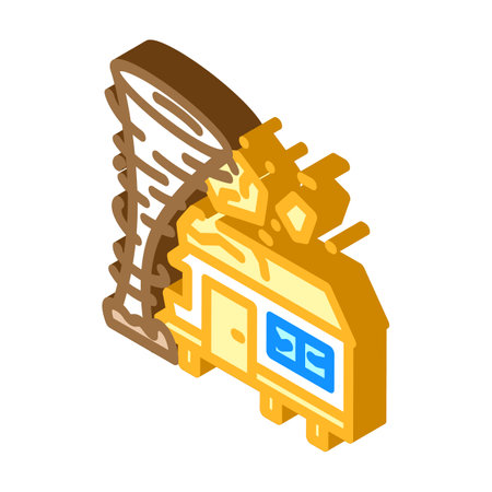 tornado mobile home isometric icon vector illustrationのイラスト素材