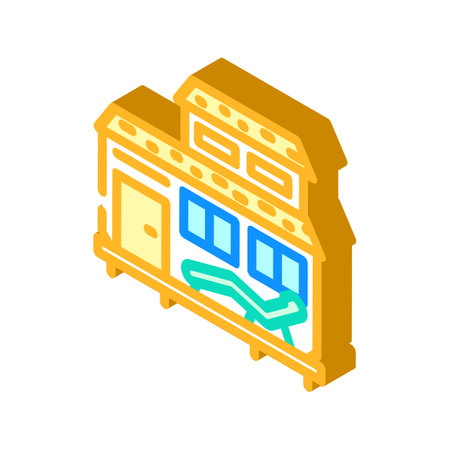 lawn chair outside mobile home isometric icon vector illustrationのイラスト素材