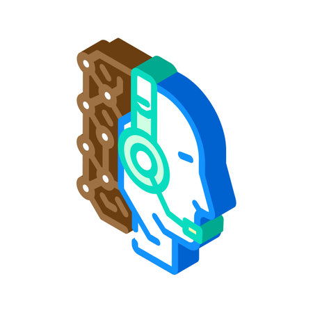 virtual assistant hybrid work isometric icon vector illustrationのイラスト素材