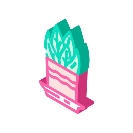 desk plant hybrid work isometric icon vector illustrationのイラスト素材