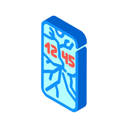 broken smartphone screen isometric icon vector illustrationのイラスト素材