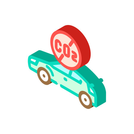 emission free car carbon isometric icon vector illustrationのイラスト素材