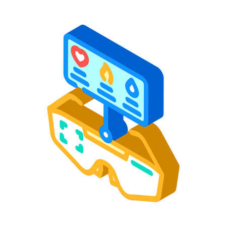 smart glasses workout insights fitness technology isometric icon vector illustrationのイラスト素材