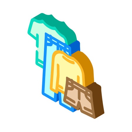 capsule wardrobe thrift driven fashion isometric icon vector illustrationのイラスト素材