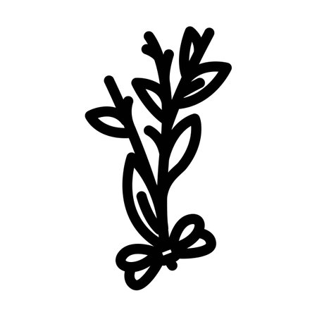 herb sprig sustainable beauty line icon vector illustrationのイラスト素材