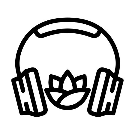 earbuds playing soothing sounds line icon vector illustrationのイラスト素材