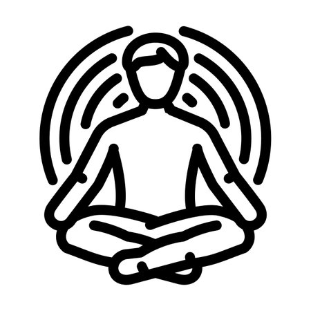 meditation pose radiating waves line icon vector illustrationのイラスト素材