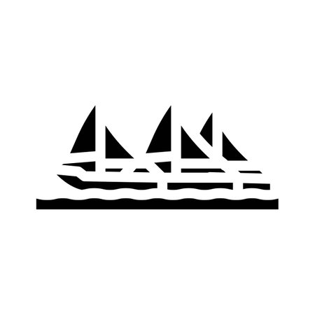 racing yacht sailing sport glyph icon vector illustrationのイラスト素材
