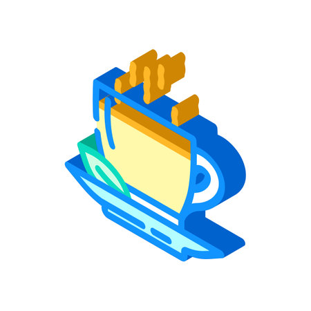 herbal tea mug steam recovery wellness isometric icon vector illustrationのイラスト素材