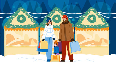 celebration holiday market family vectorのイラスト素材