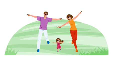 exploration family nature walk vectorのイラスト素材