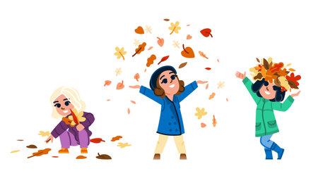 nature collecting autumn leaves vectorのイラスト素材