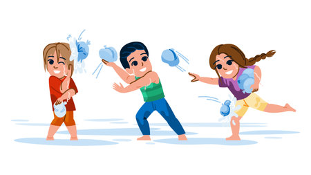 splash water balloon fight vectorのイラスト素材