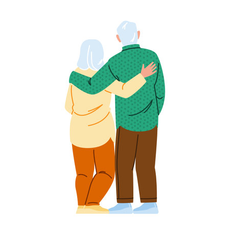 wellness senior couple back vectorのイラスト素材