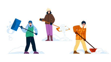 blizzard snow shovel winter vectorのイラスト素材