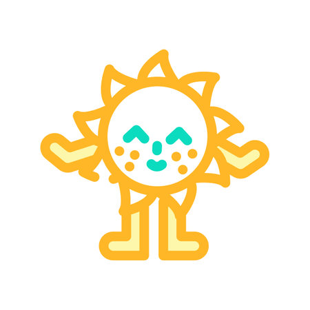 arms legs cute sun character color icon vector illustrationのイラスト素材