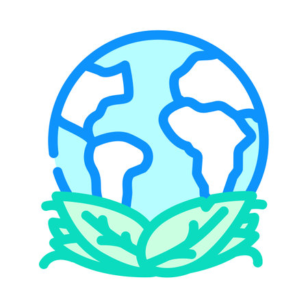 globe leaves eco conscious color icon vector illustrationのイラスト素材
