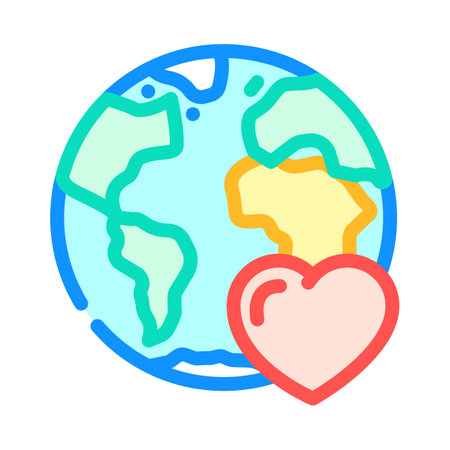 earth heart eco conscious color icon vector illustrationのイラスト素材
