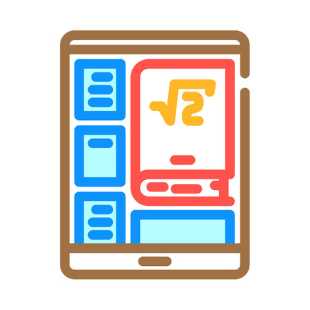 digital textbook education platform color icon vector illustrationのイラスト素材