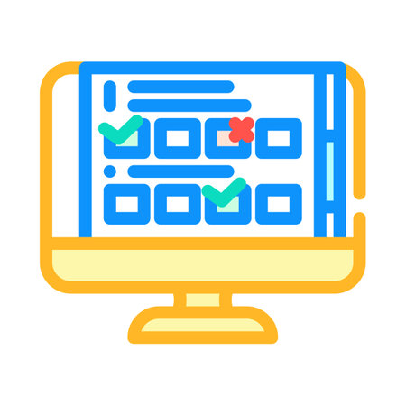 interactive quiz education platform color icon vector illustrationのイラスト素材