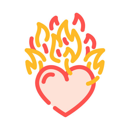 heart on fire color icon vector illustrationのイラスト素材