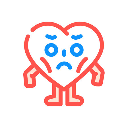 heart character sad emotions color icon vector illustrationのイラスト素材