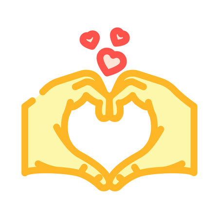 hands heart gesture color icon vector illustrationのイラスト素材