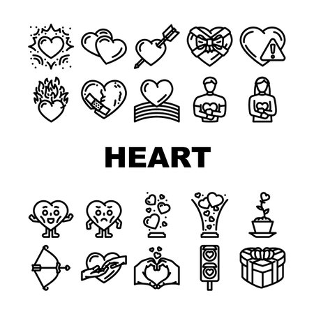 heart love romance icons set vectorのイラスト素材