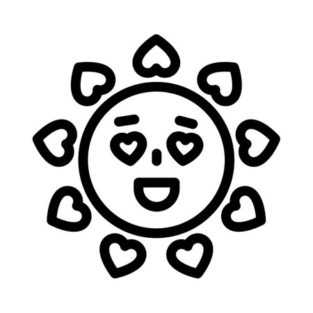 heart eyes cute sun character line icon vector illustrationのイラスト素材