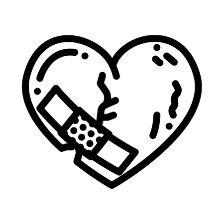 heart bandage patch recovery line icon vector illustrationのイラスト素材