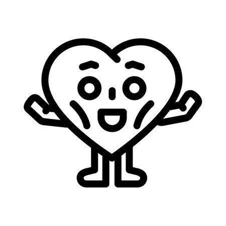 heart character happy emotions line icon vector illustrationのイラスト素材