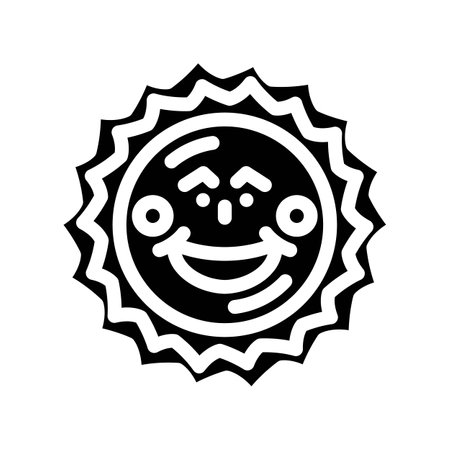 blushing cheeks cute sun character glyph icon vector illustrationのイラスト素材