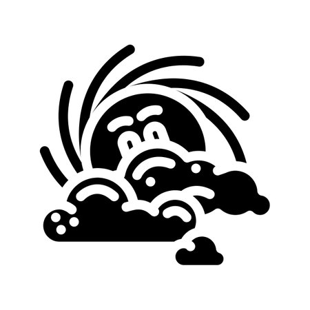 peeking through clouds sun character glyph icon vector illustrationのイラスト素材