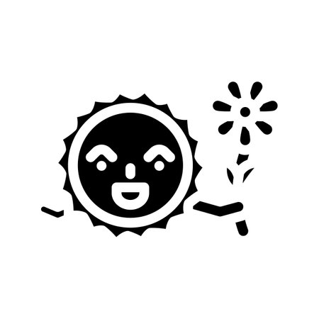 flower cute sun character glyph icon vector illustrationのイラスト素材