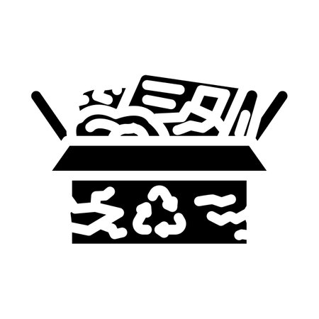 paper recycle eco conscious glyph icon vector illustrationのイラスト素材