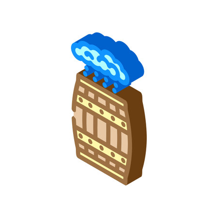 rainwater collection barrel sustainability isometric icon vector illustrationのイラスト素材