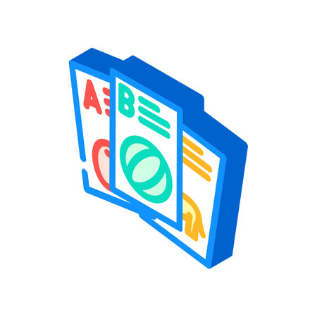 flashcard education platform isometric icon vector illustrationのイラスト素材