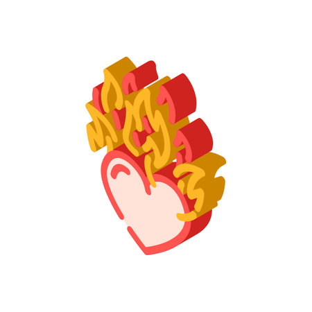 heart on fire isometric icon vector illustrationのイラスト素材