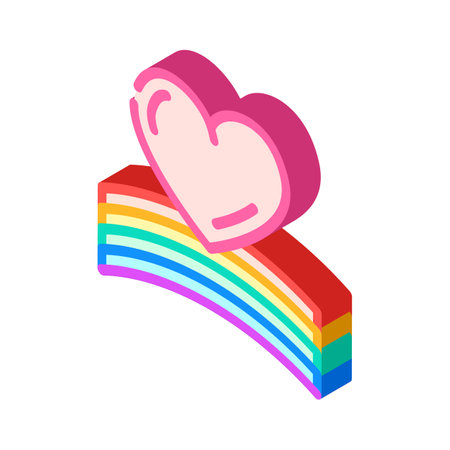 heart rainbow isometric icon vector illustrationのイラスト素材