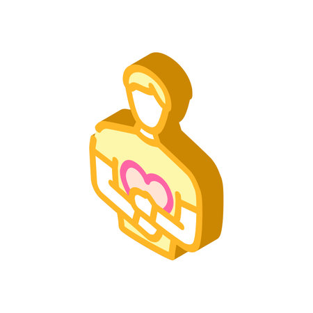 man holding heart isometric icon vector illustrationのイラスト素材
