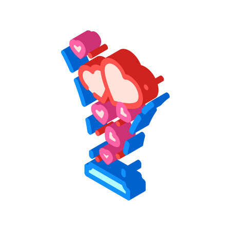 hearts fly isometric icon vector illustrationのイラスト素材