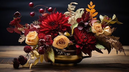 flowers herbs on woodの素材