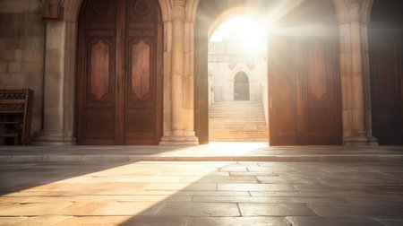 sunlight open church doorsの素材