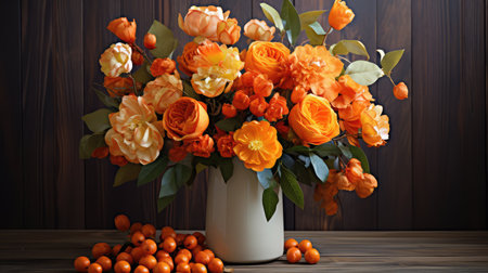 vase orange floralの素材