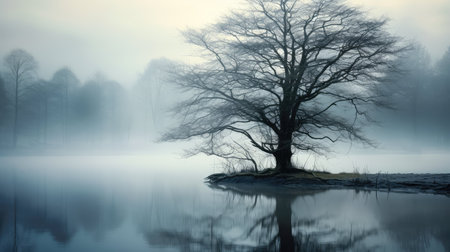 pond tree and waterの素材