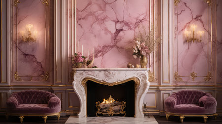 opulence pink marble with goldの素材