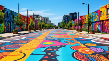 mural road line artの素材