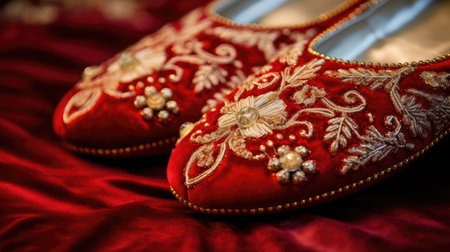 cushion red slippersの素材