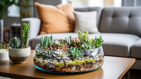 stylish plants in living roomの素材